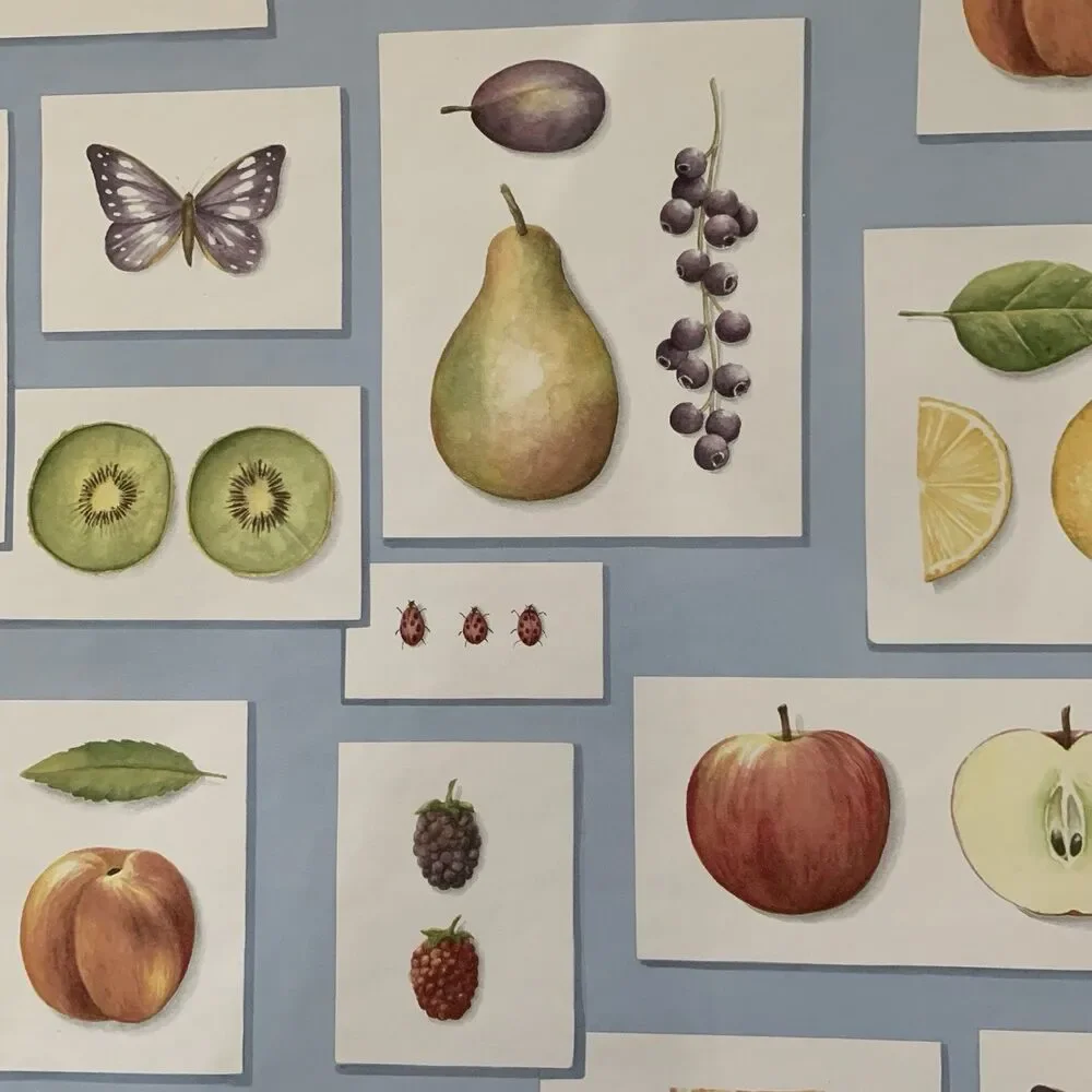 Vintage Kitchen Wallpaper 80s Look Fruit Apples Strawberries Pears Oranges More